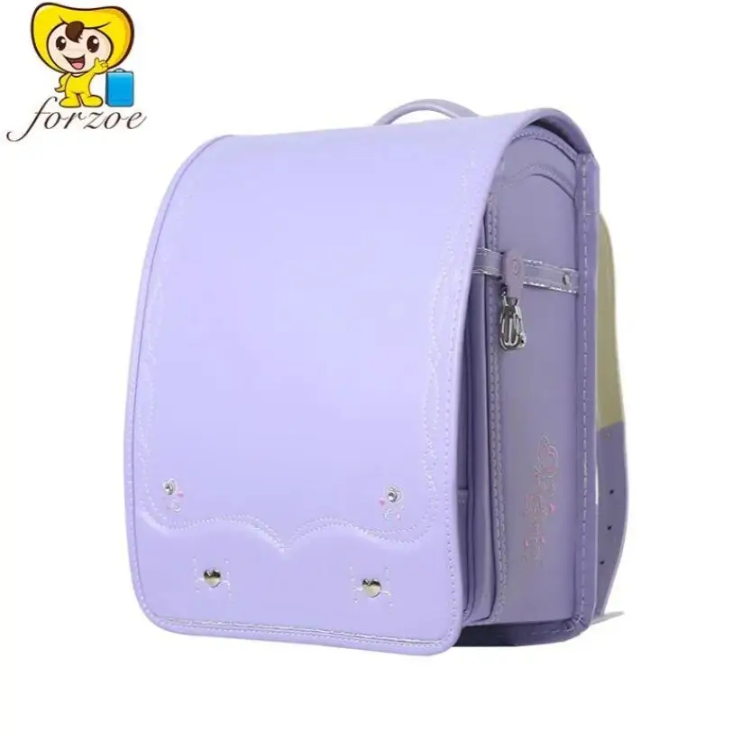 Sac à dos d'école de style japonais pour filles, cartable automatique, broderie, sac à livres en PU, sac à dos Randoseru