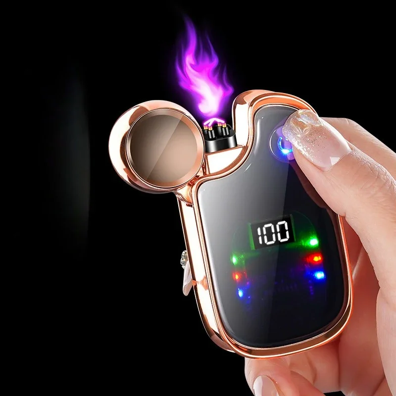 New Dual Arc Charging Display Power Lighter, LED Colorful Lights, Type-C Charging Electronic Ignitor, High-end Holiday Gift