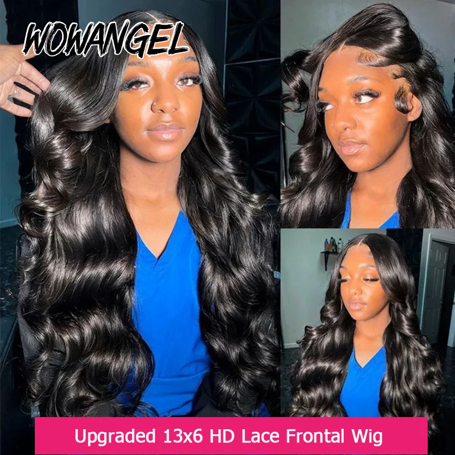 Wow Angel 13x6 HD Lace Front Perücken 250% Echthaar Body Wave Echthaarperücken Hautähnliche HD Lace Perücken Vorgezupfte Klebefreie Perücken – Detail 4