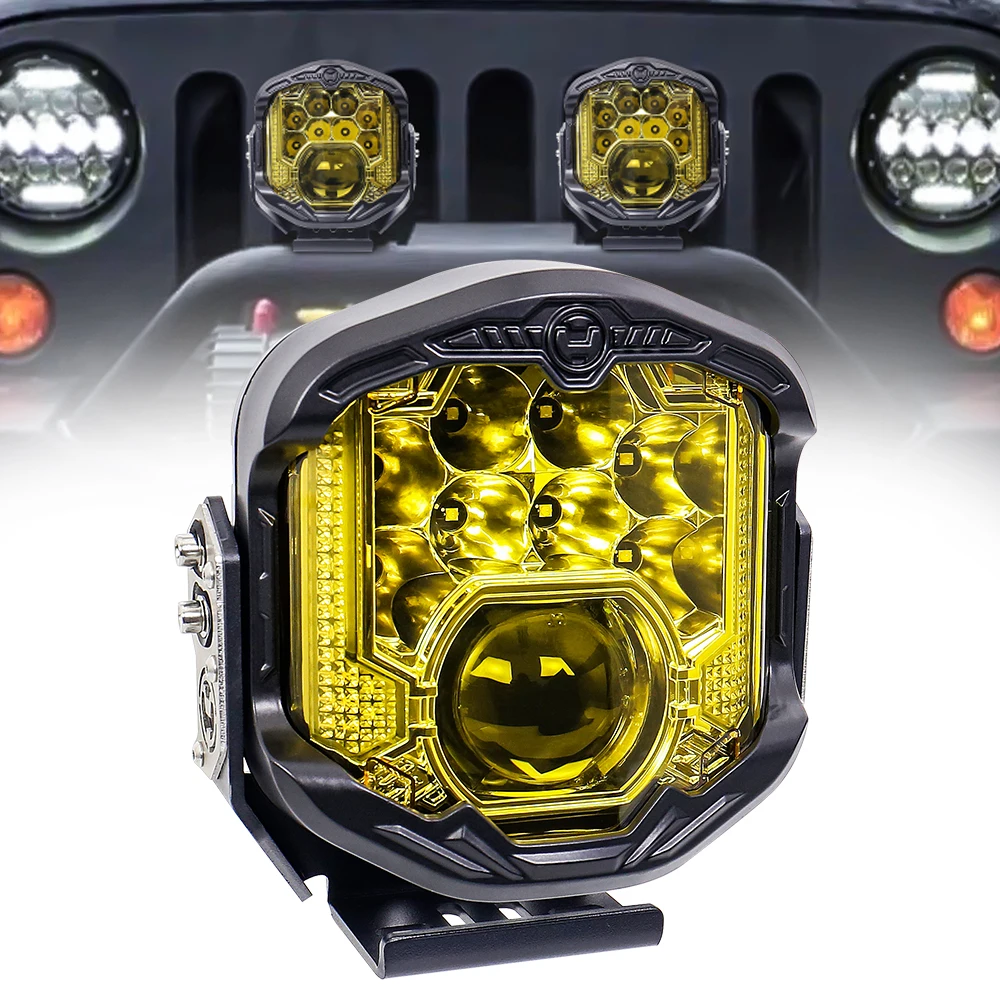 

MOVOTOR 1PCS Universal 7 Inch Off-road Driving Lamp With Laser Light 95W Yellow Lens Work Light For 4x4 Pickup Truck