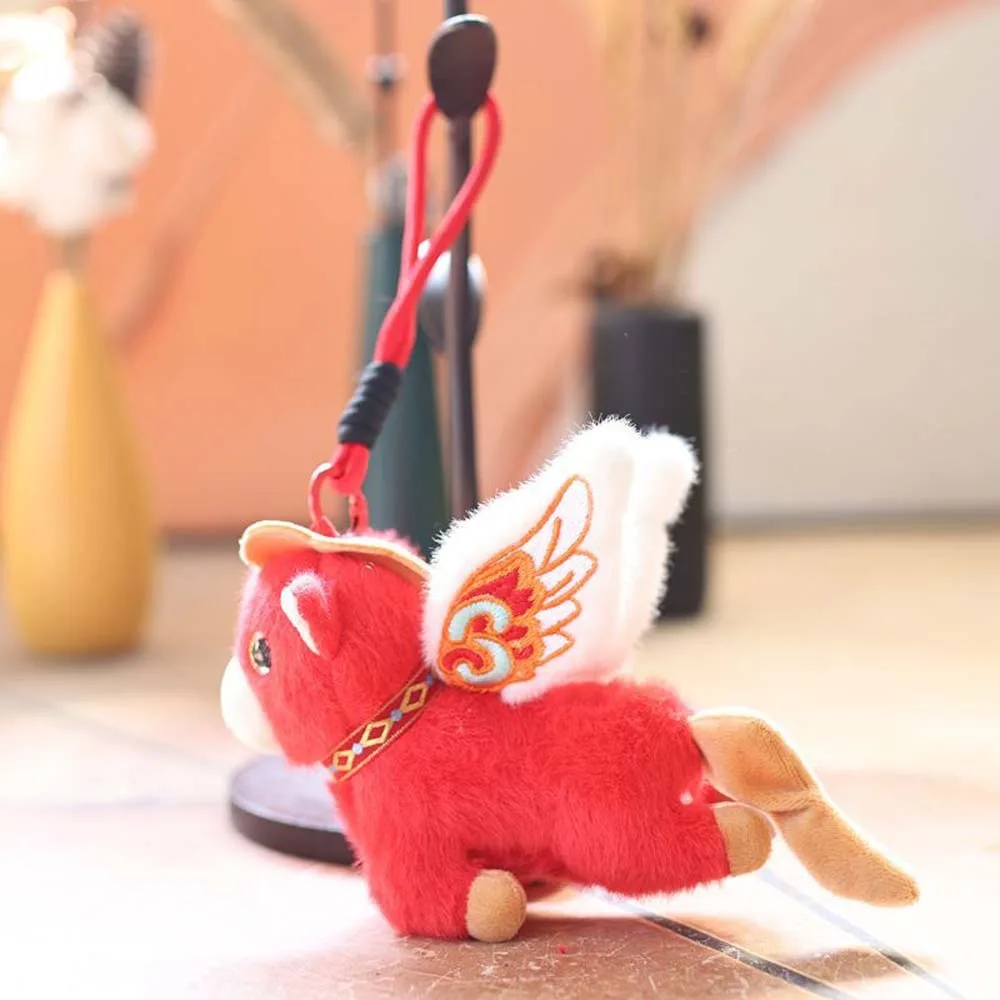 

Cute Chinese Zodiac Horse Doll Embroidery Polyester Horse Year Mascot Keychain Cartoon Plush Lucky Horse Doll Pendant