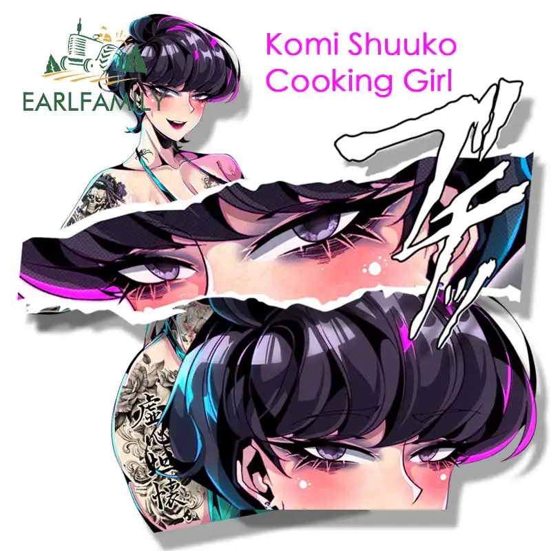 EARLFAMILY Tattoo Komi Shouko Fanart Car Sticker Cooking Girl Sketch Waifu Decal JDM Cartoon Peeker Graffiti Komi San Stickers