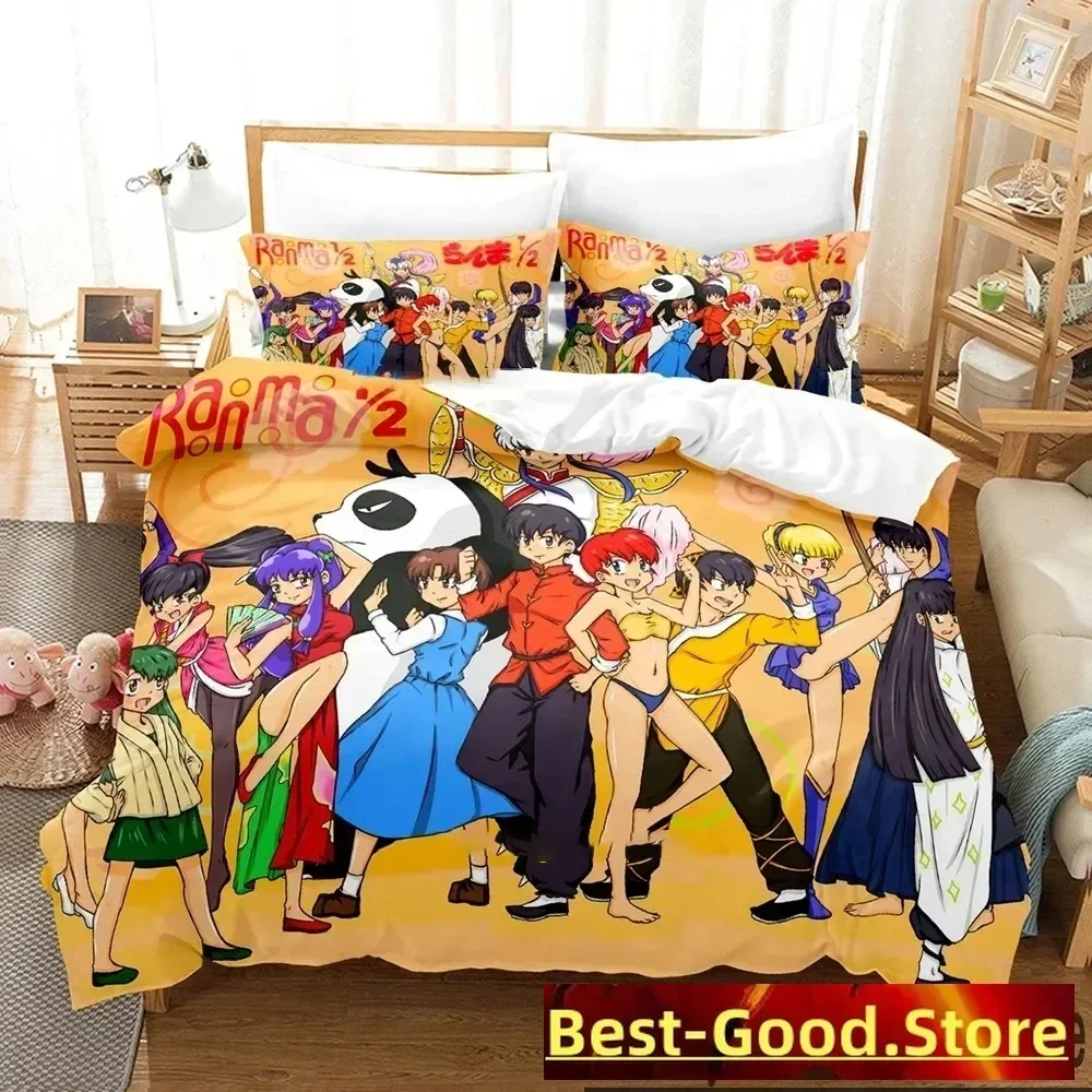 

3D Print Anime Ranma 12 Bedding Set Boys Girls Twin Queen King Size Duvet Cover Pillowcase Bed boys Adult Home Textileextile