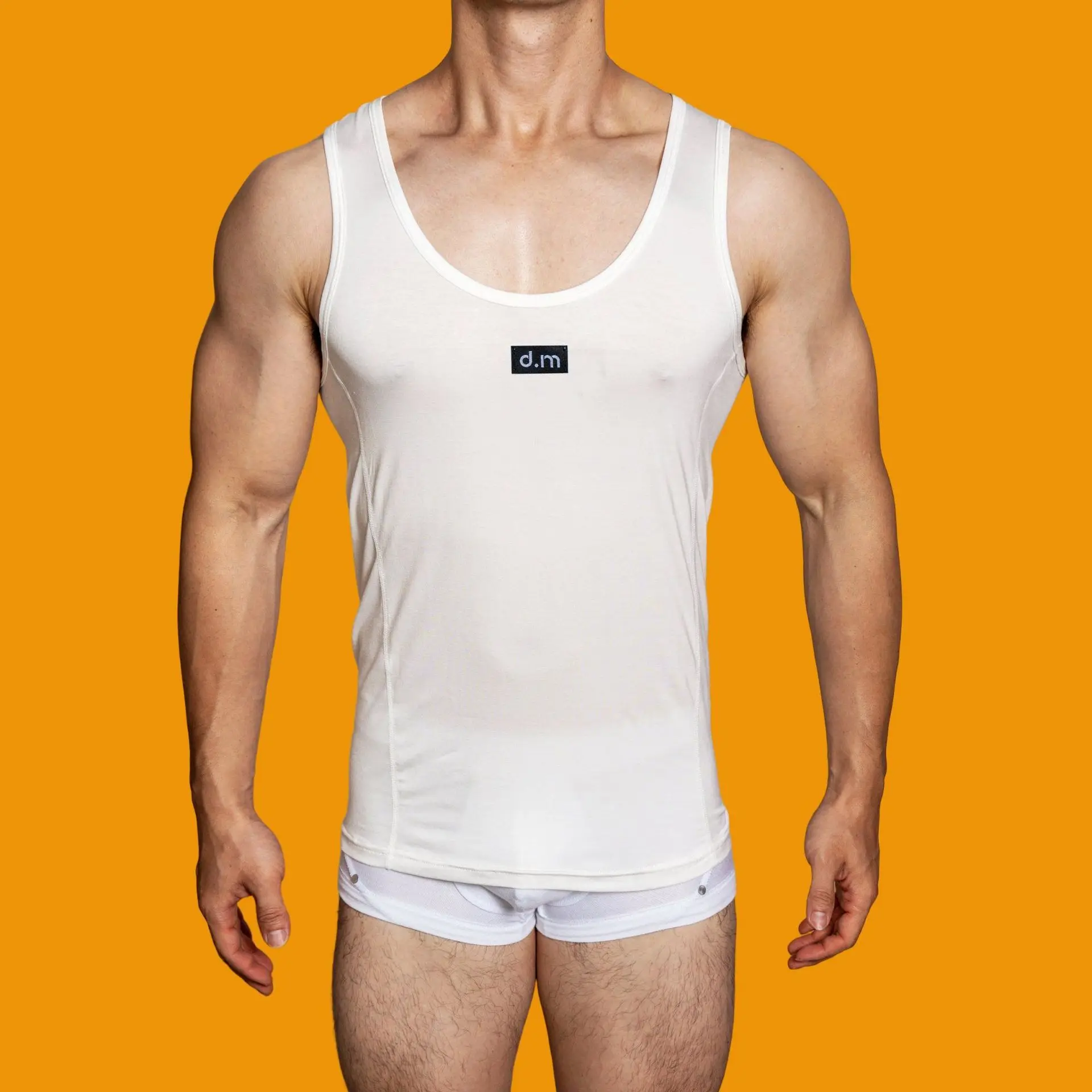 

D.M Youke Silk Solid Color Sexy Gay Sports Fitness Silky Loose Breathable Bottom Men's Vest Home Thin Breathable Sling Modal