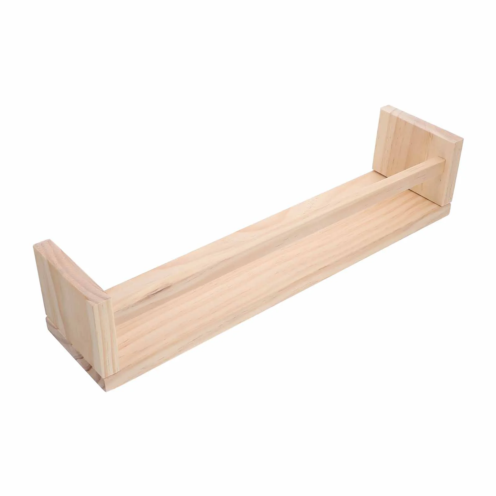 Wooden Wall Shelf Multi function Floating Storage Rack Simple Mount Strong Load bearing Baffle Prevents Items Falling