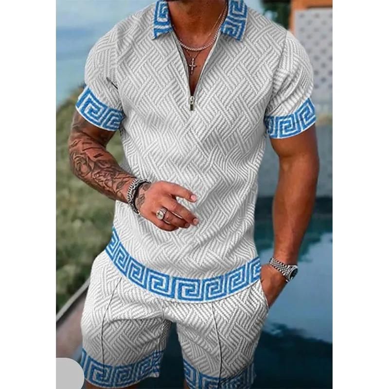 Polo T Shirt for Men Summer Shorts Casual 2 Piece tracksuit Sets 3D Print Men\'s Social Shirt Luxury Fashion Man Clothing