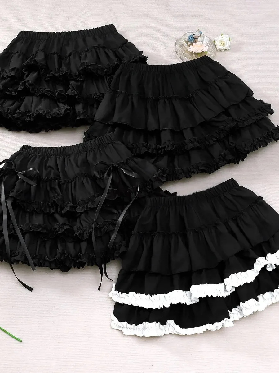 Punk Style High Waist Black Lace Splicing Puffy Short Skirt Women's Half Body Skirt City Commuting Daily Outdoor Polyester Ve...
