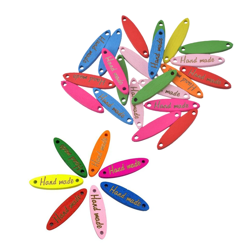 

200Pcs Oval Shape Wooden Buttons Handmade 2 Holes Decorative Sewing Button for Craft Scrapbook Clothing Repair