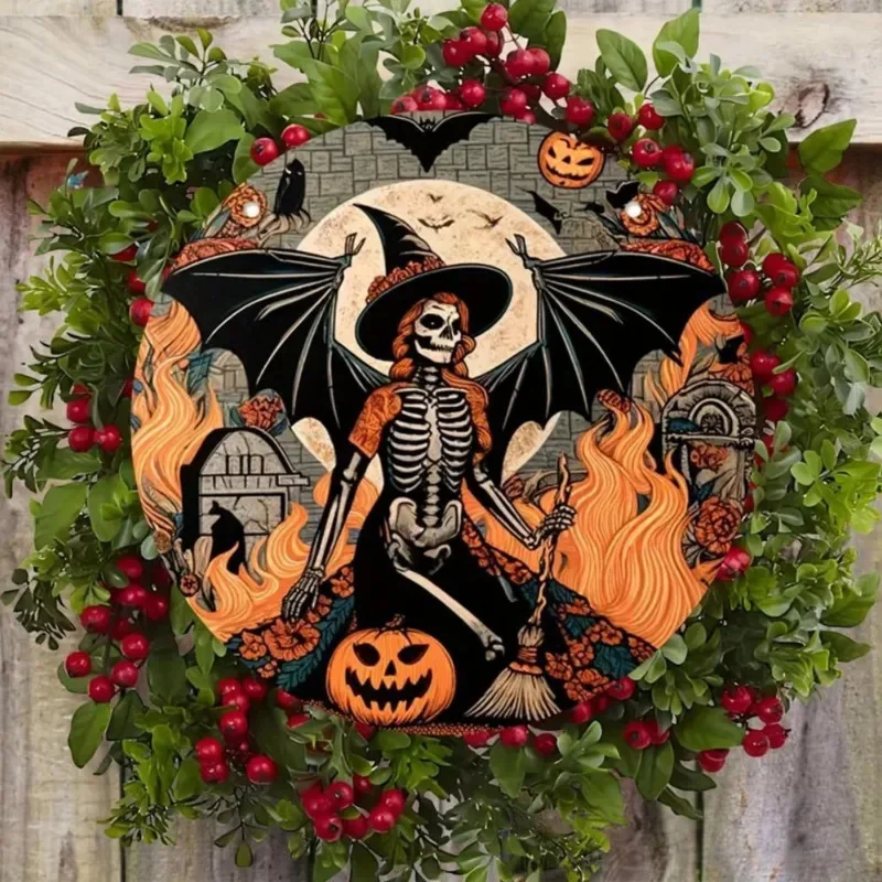 

Halloween Creative Door Number Circular Logo Ornaments Witch Wooden Plaque Wooden Crafts Decoration Children's Holiday Gifts