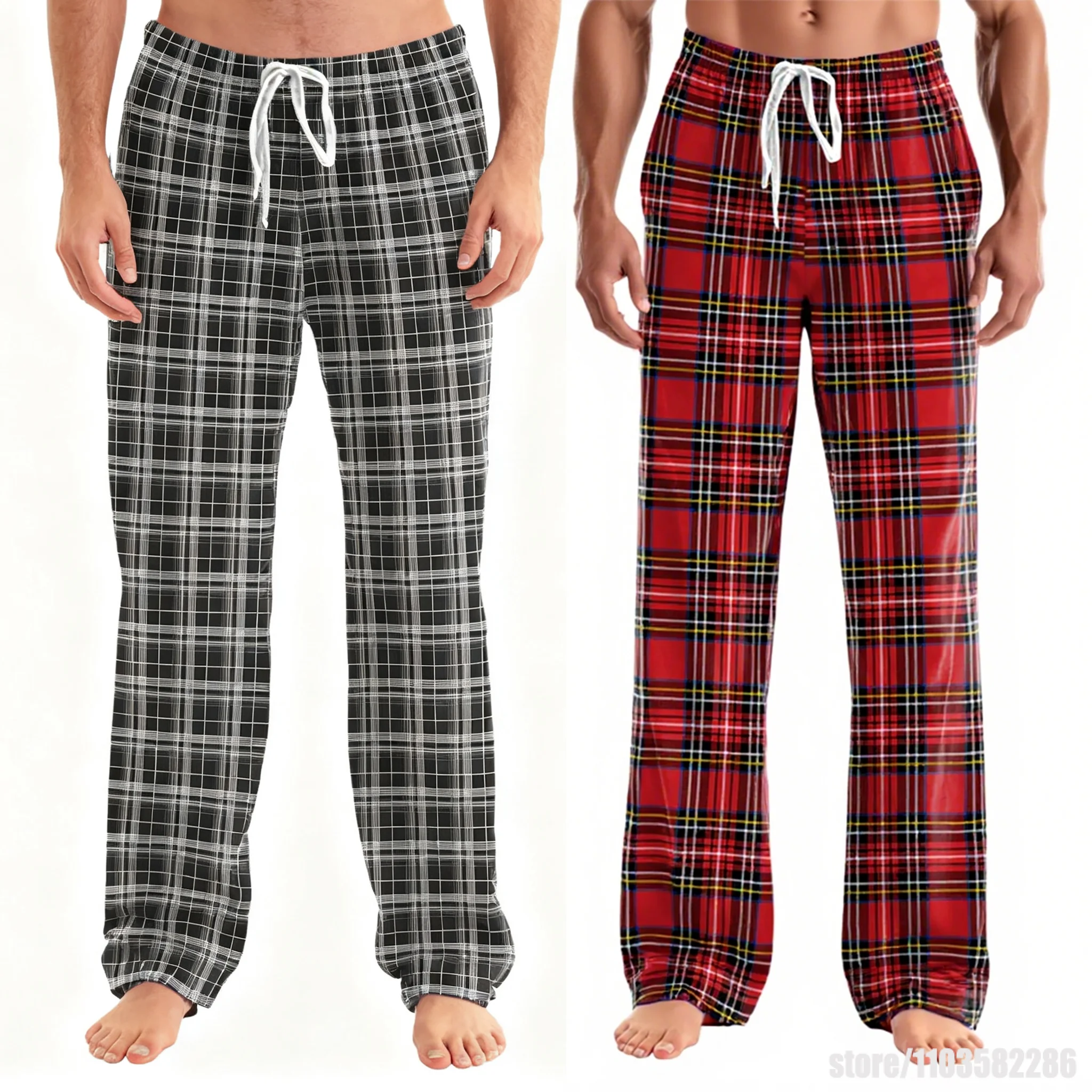 

Christmas Pajamas Pants with Pockets Plaid Stretch Bottoms Lounge Sleep Pants Loungewear Sleepwear Classical Outdoor-Homewear