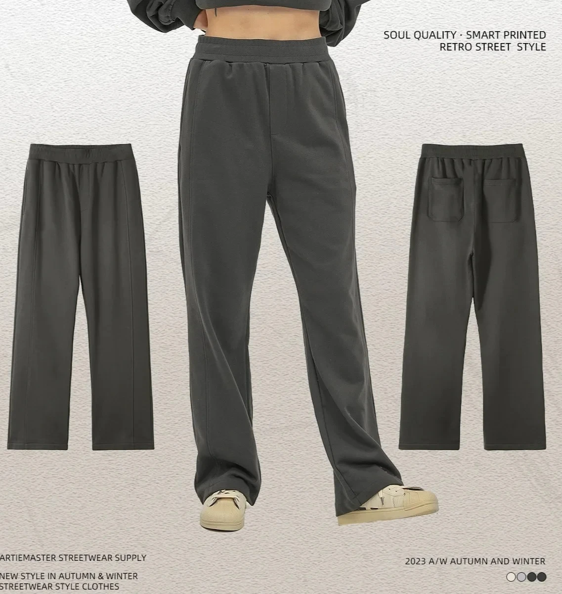 

Мужские повседневные брюки, модные прямые брюки свободного покроя с кольцами, мужские широкие брюки с завязками, Res