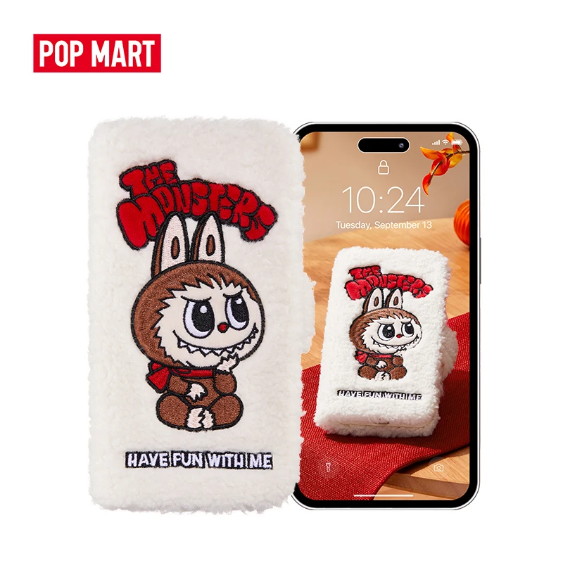 POP MART THE MONSTERS Classic Series-Plush Flip Phone Case for iPhone 14 / 15 /16 Pro Max