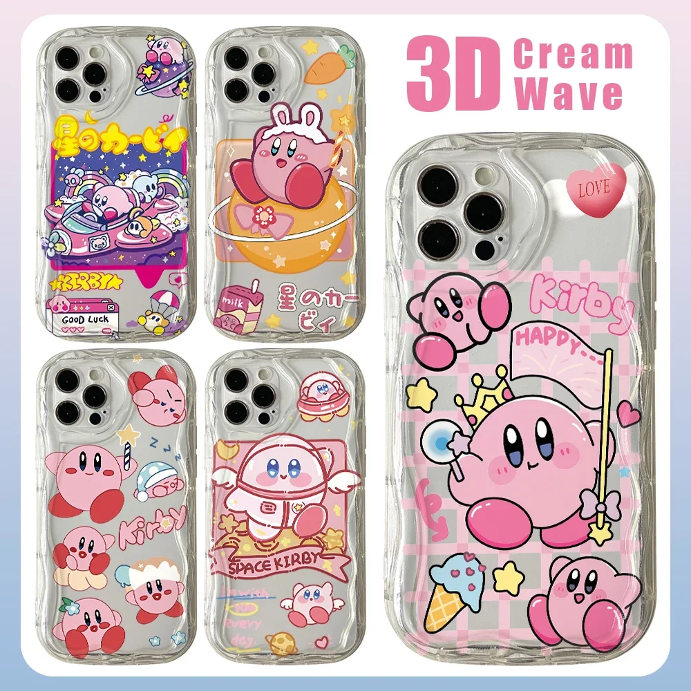 Lovely K-Kirbys Phone Case for Huawei P40 Llte P30 Mate 40 30 Pro Nova 10 9 7 SE 5G 3D Creamy Wave Soft Cover