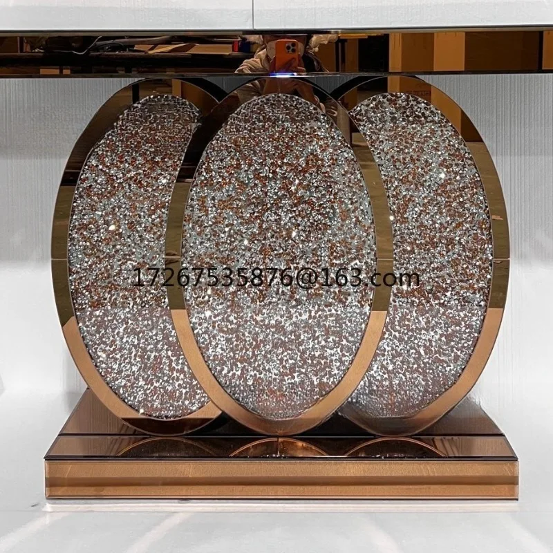 

Стеклянный стол со стразами на крыльце, розовое золото, овальный светильник, роскошный современный дом, украшение для хранения в маленькой квартире