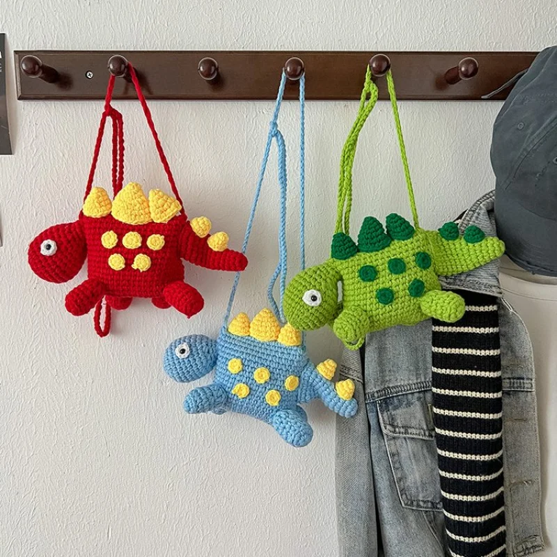 2025New Hot-Selling Knitted Dinosaur Pattern Children's Casual Personality Crossbody Bag