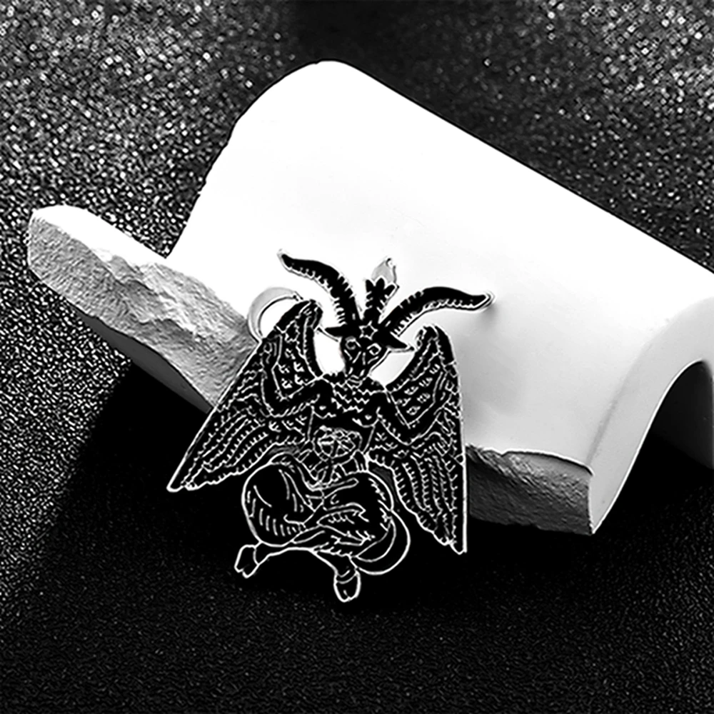 Medsor Baphomet Goat Enamel Pin Dark Brooch Hat Lapel Backpack Badge Lanyard Unique Jewelry Accessories for Pagan Men Women