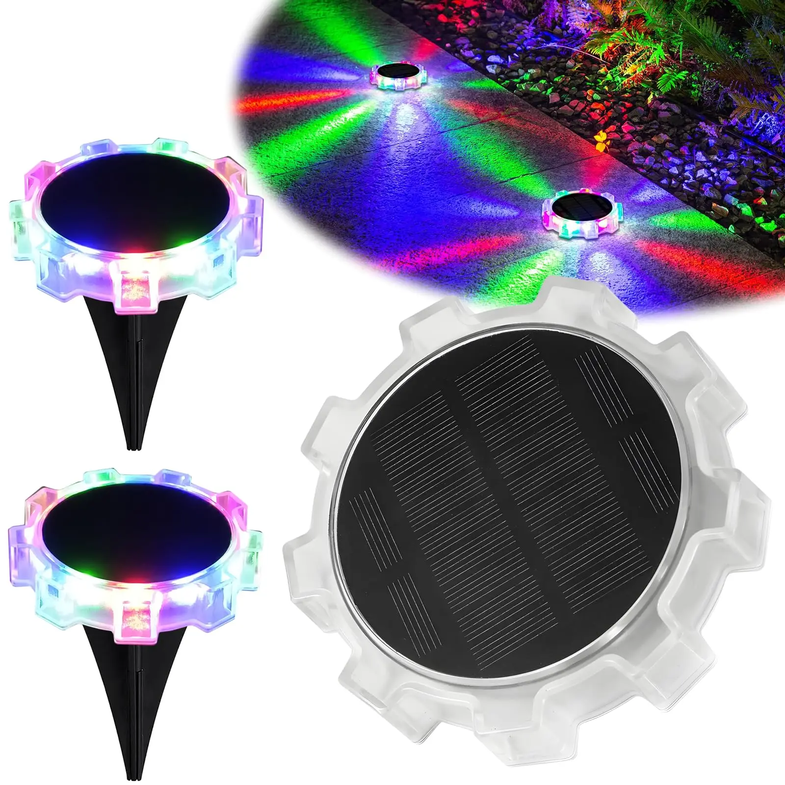 

1/2PC Solar Streaming Light Outdoor LED Solar Wall Lights Ground Light 4 Modes Auto Off/On Waterproof Decorative Landscape Light