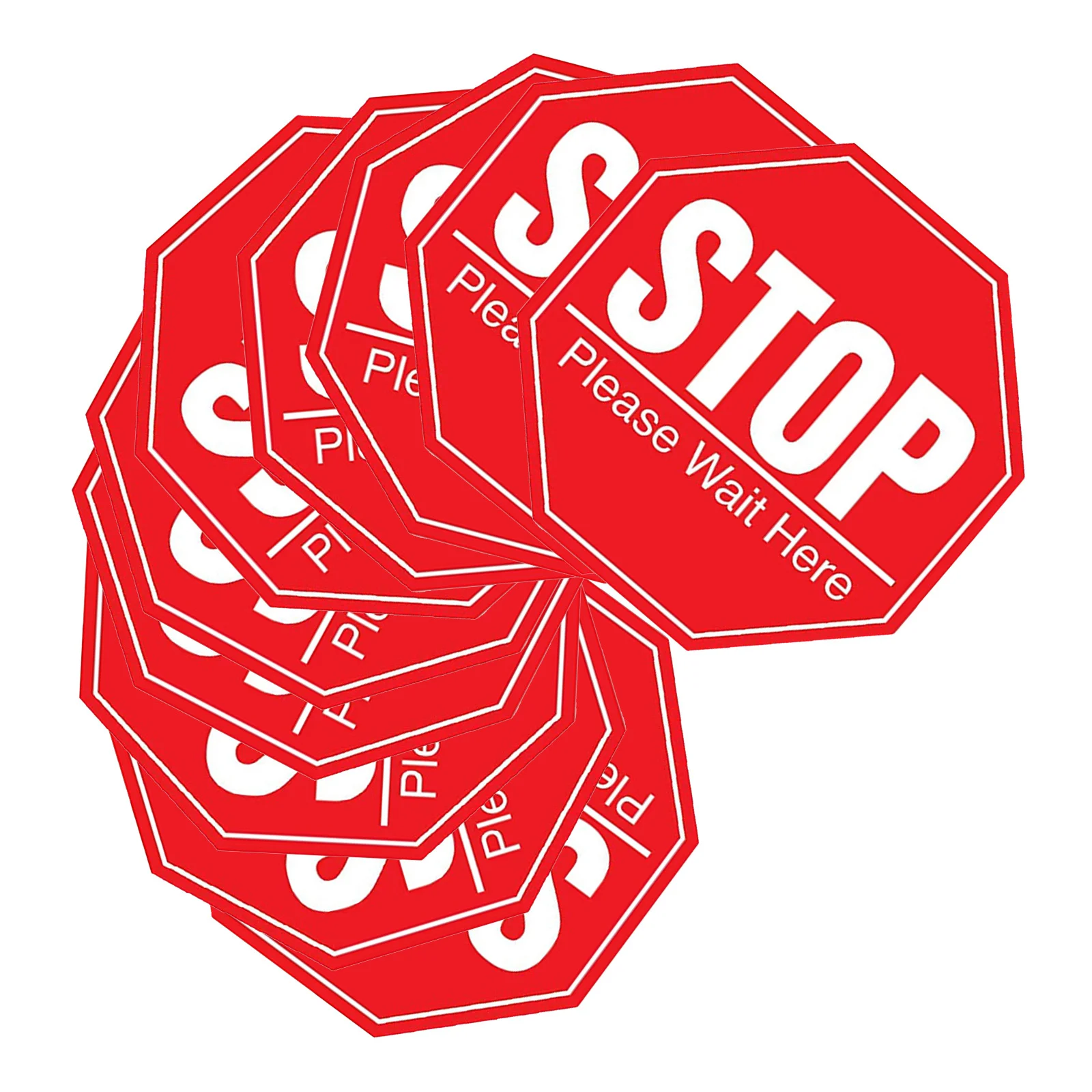 10pcs Stop Please Wait Here Sticker Keep Distance Floor Decals For Public Safety Social Distancing Floor Signs Safety Distance