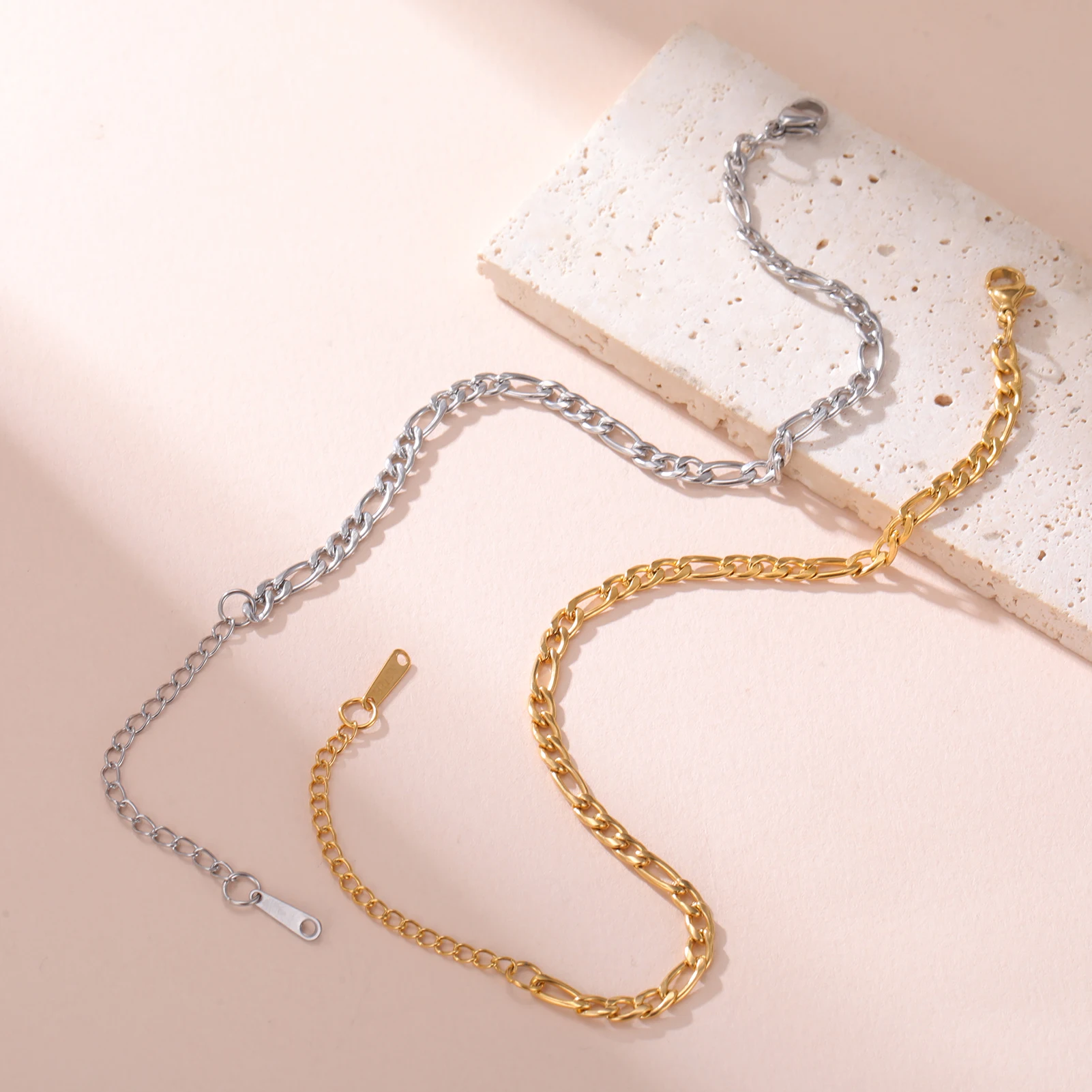 COOLTIME Edelstahl Gliederkette Armband verstellbare Figaro Kette DIY Herstellung Verbinder Armband Schmuck Zubehör – Detail 12