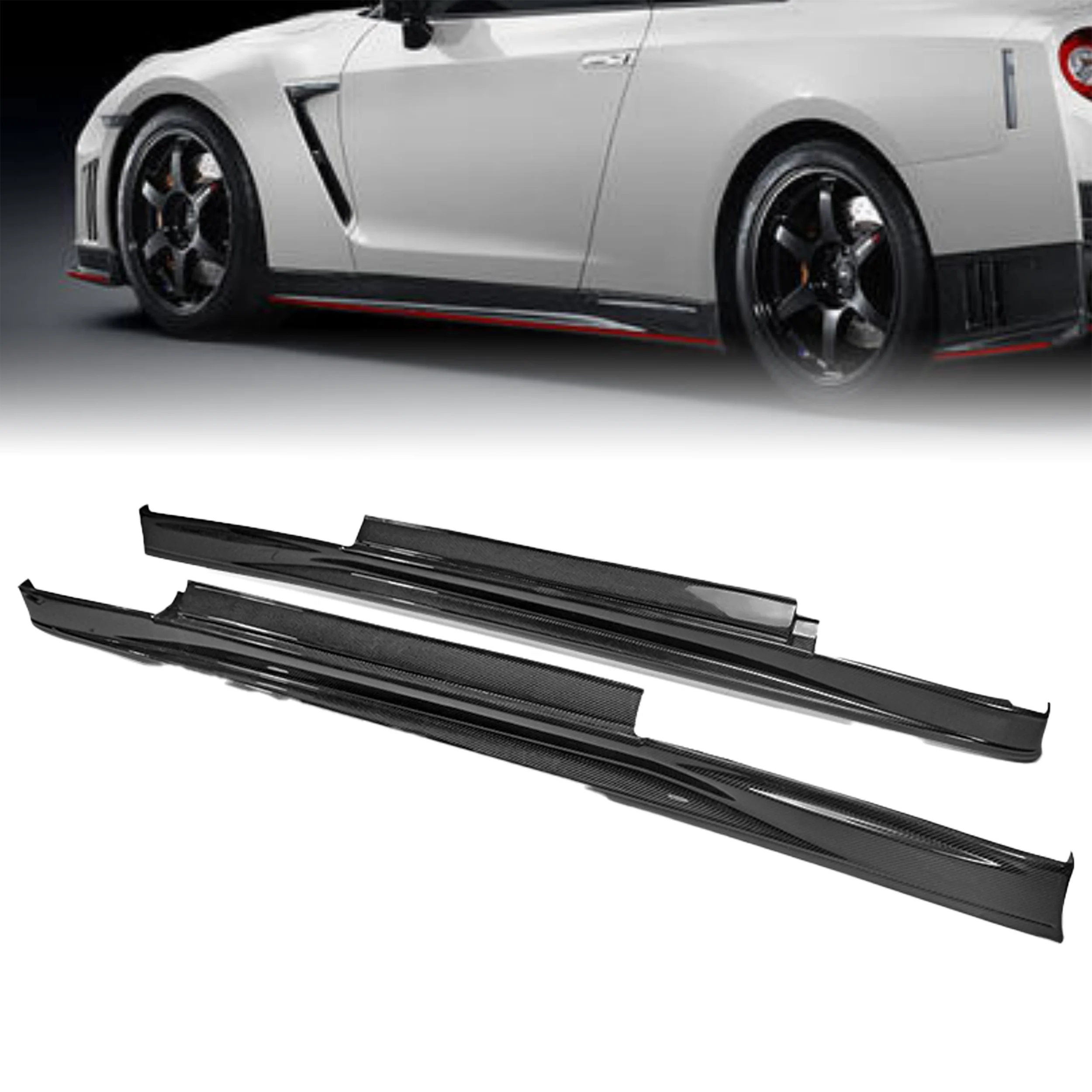 

Для Nissan Skyline GTR R35 боковая юбка в стиле Carbon Nismo