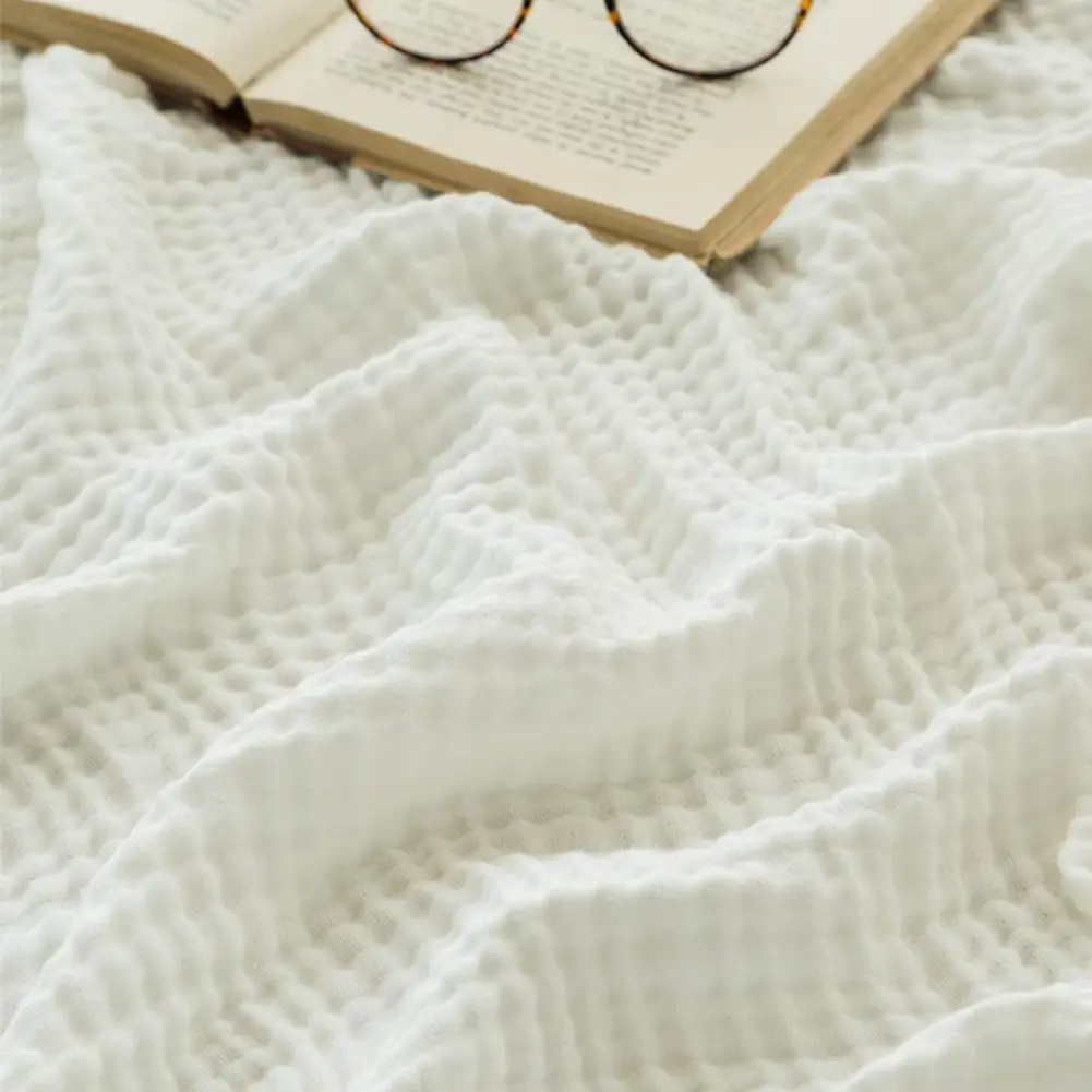 Muslin Blanket Summer Couch Throw Breathable Solid Color Muslin Wrap Cuddly Blanket 2025 Cotton Blanket Cozy Muslin Wrap