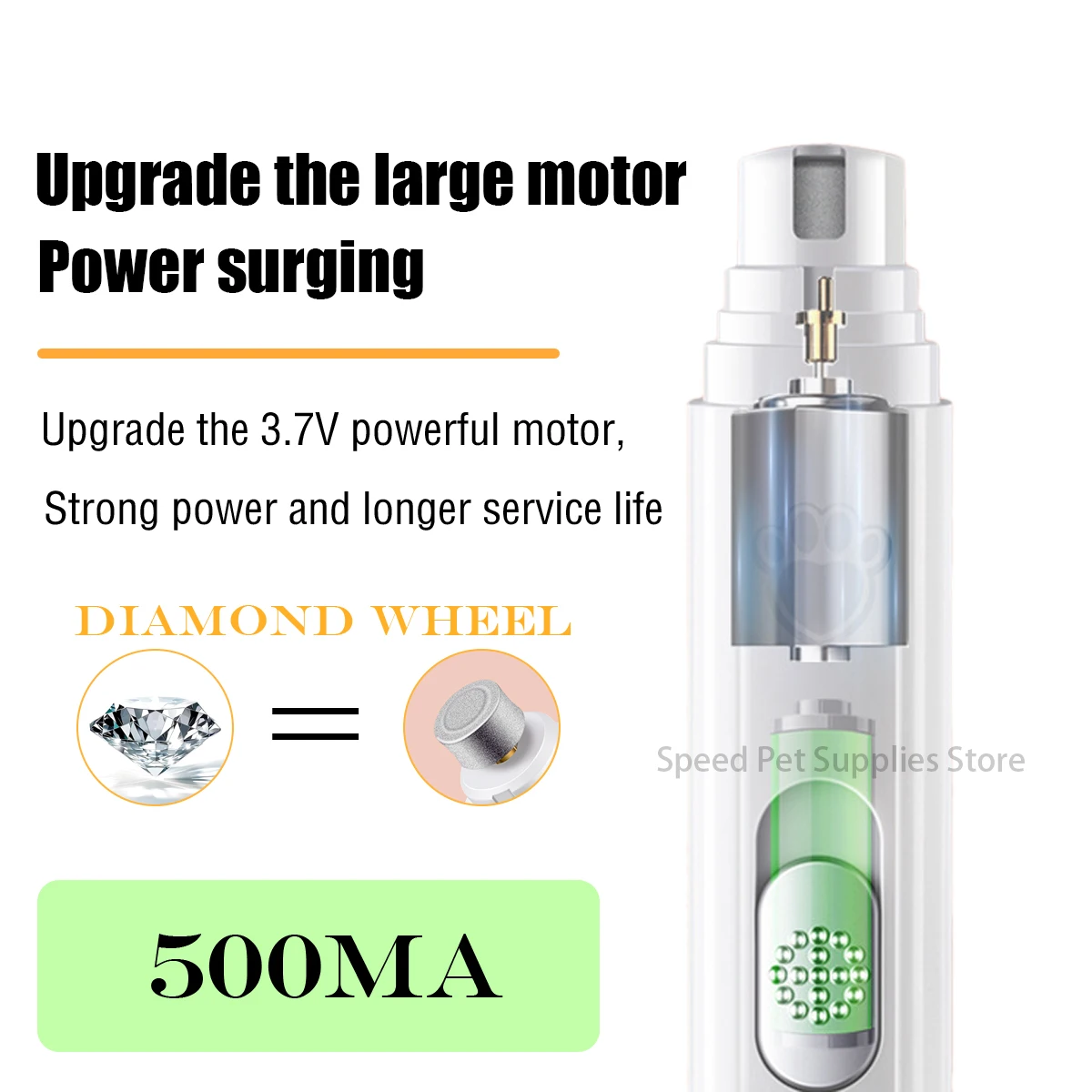 Электрическая шлифовальная машинка для стрижки ногтей для собак, USB перезаряжаемые триммеры для ногтей для домашних животных, безболезненные с полирувальным колесом для маленьких/больших домашних животных