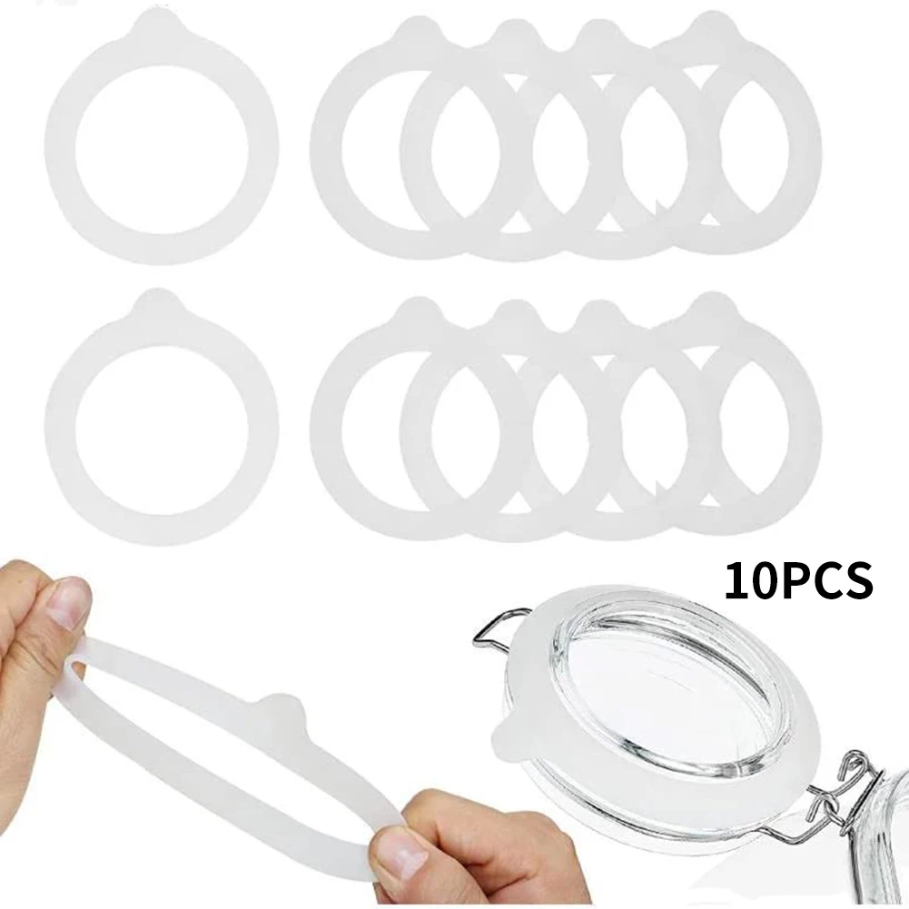 10pcs—Silicone Rubber Gasket Replacement Airtight Sealing Rings for Regular & Wide Mouth Jar Lids Kitchen Storage