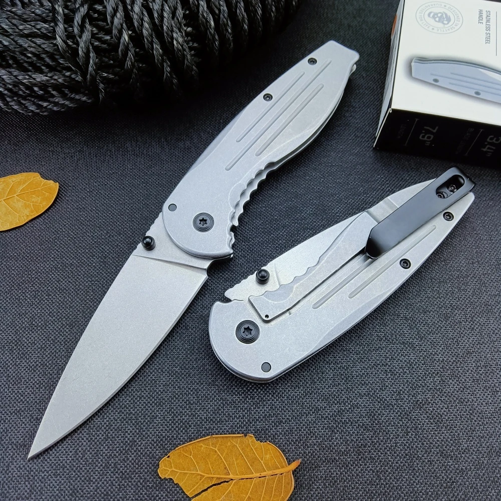 

8389 Silvery All Steel Multifunctional Folding Knife Camping Hunting Self-defense Tactical Multitool Hand Knives EDC Men's Gift