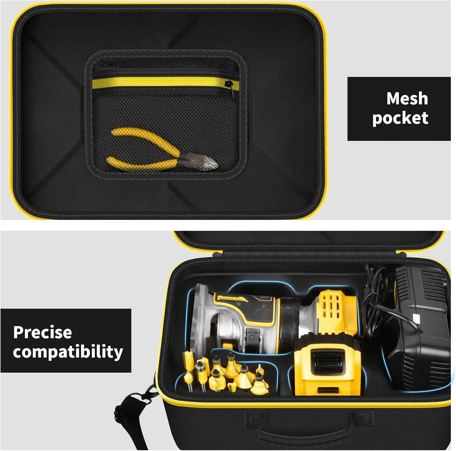 (バッグのみ) DEWALT 20V Max XR コードレスルーター用収納バッグ - DCW600B MtiolHig マキタ木工ツール用 ストラップ付き