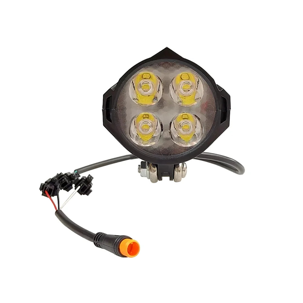 AliExpress Ebike LED Headlight Accessories 36V48V Lamp 3pin Built-in Horn Front Light 4 LED Bulbs for Electric Scooters Bicycles