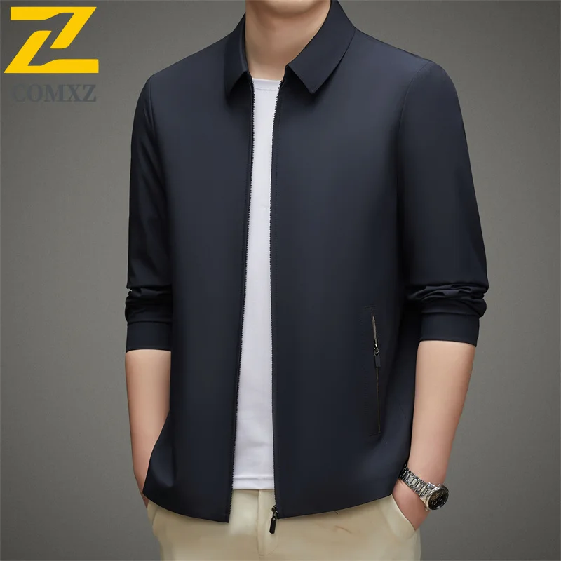 

Autumn Jacket Men 2025 Classic Turndown Collar Business Casual Windproof Coat Premium Stylish Lightweight Versatile Outerwear