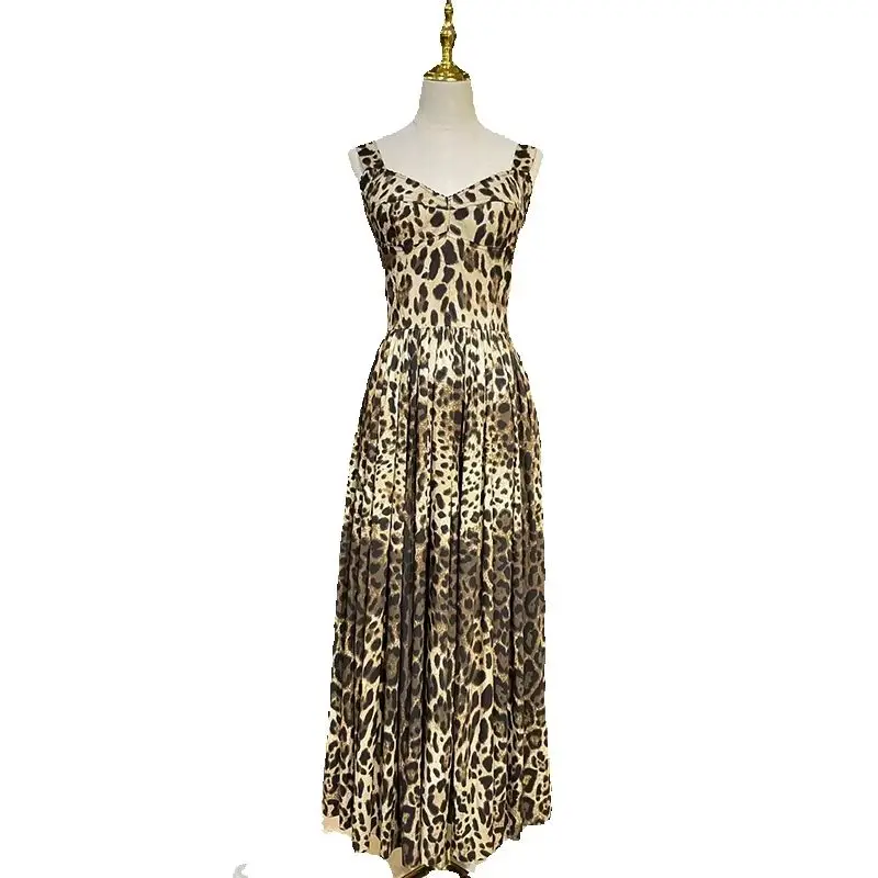 Seifrmann Lässiges bedrucktes Baumwoll-Trägerkleid mit eckigem Ausschnitt, ärmellos, langes Kleid mit Taillenbund, Sommer 2026, neuer Damen-Stil
