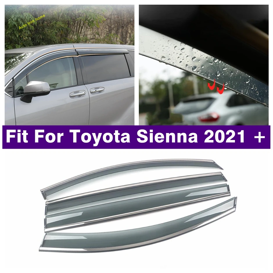 

Accessories Window Visor Vent Shade Rain / Sun / Wind Guard Deflectors Cover Kit For Toyota Sienna 2021-2023 Exterior Protection