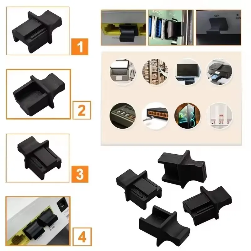 50/10PCS Silicone Stopper for Computer Router Switch Female Port Silicone Dust Plugs RJ45 Ethernet Hub Port RJ45 Protector Plug