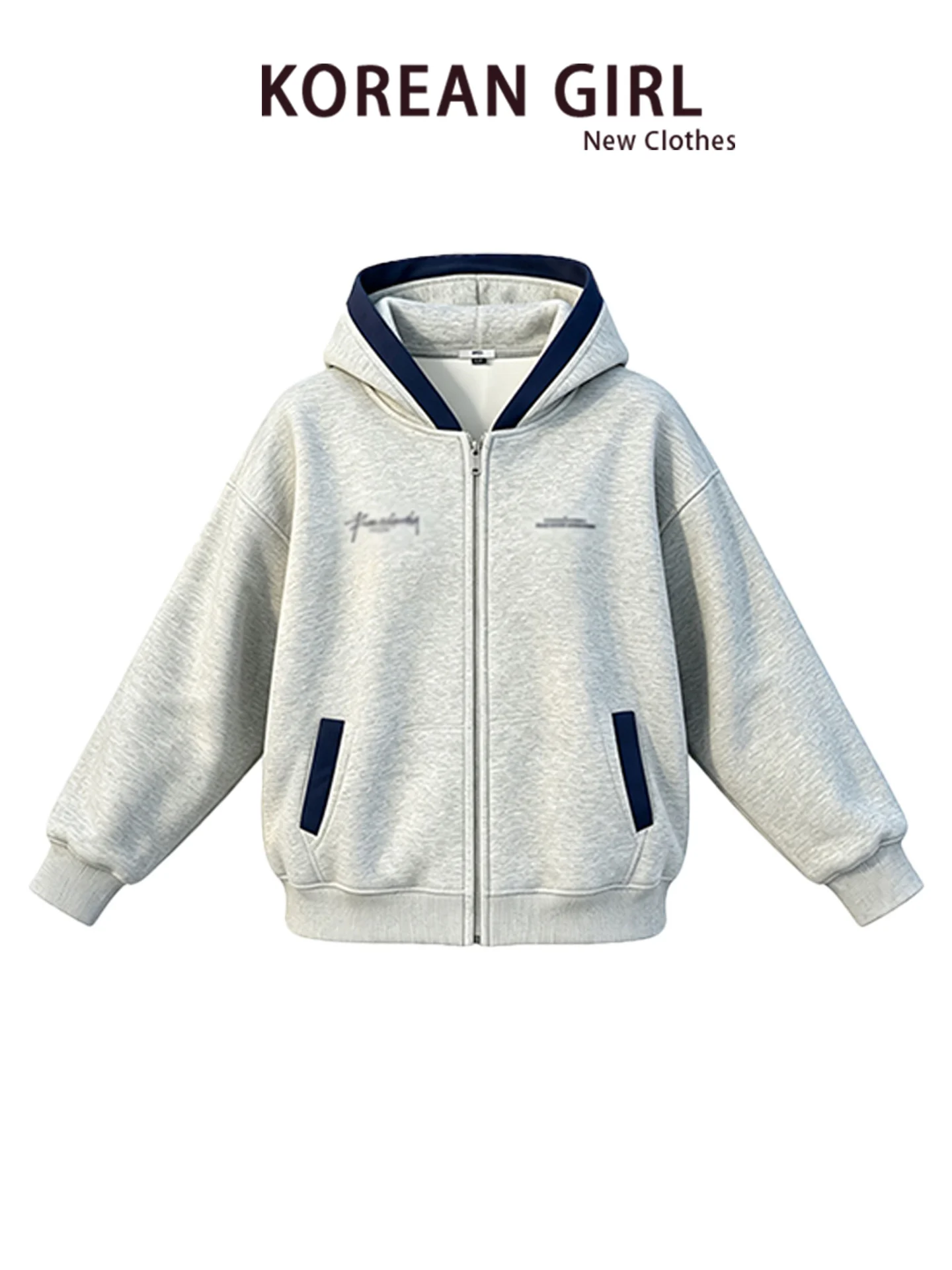 American Style Spliced Color Block Hoodie Jacket Women's Early Autumn 2026 New Versatile Casual Loose Open Cardigan Zipper Sw...