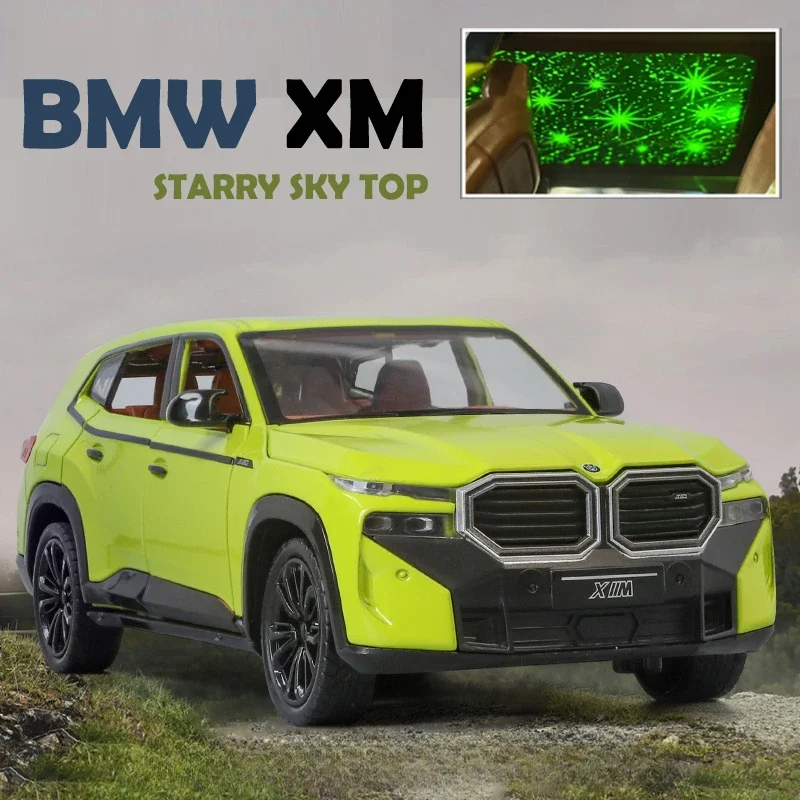 

Модель автомобиля BMW XM в масштабе 1:24, модель автомобиля из сплава со звездным небом, литой металлический игрушечный автомобиль, подарок для мальчика, домашний декор, машинка