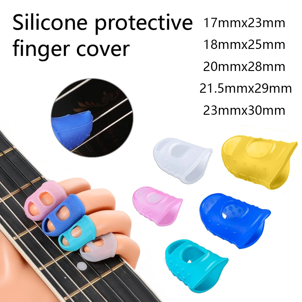 

5-15Pcs Colorful Silicone Guitar Fingertip Protection Nonslip Fingerstall For Beginner Playing Electric Guitar Bass Ukulele etc