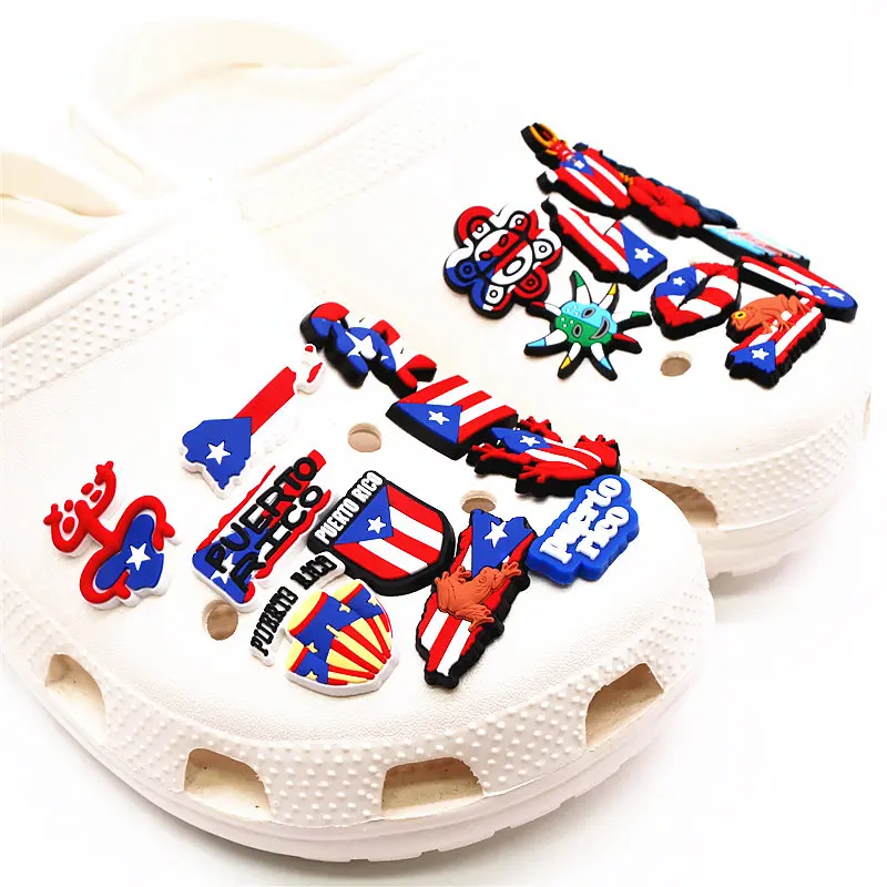 Novelty 21pcs/lot Funny PVC Shoe Charms Puerto Rico Style Sandals Decorations Accessories for  Kids Party X-mas Gifts