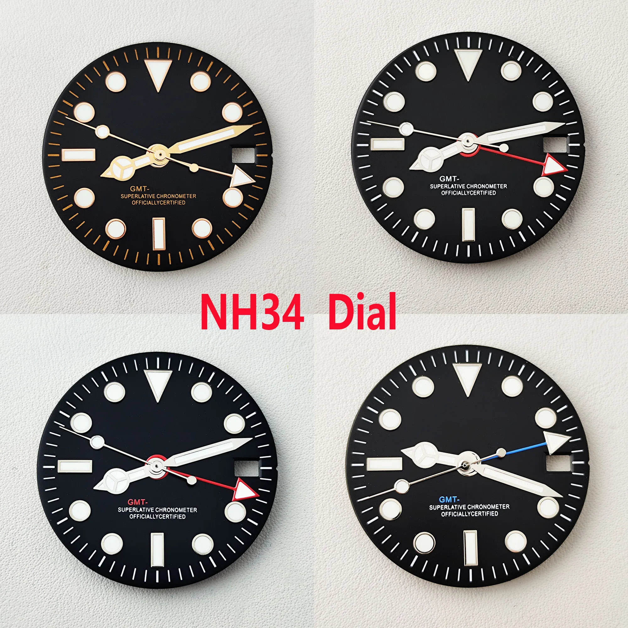 

NH34 dial Blue/Green luminous 28.5mm GMT dial fit NH34 movement watch accessories repair tool