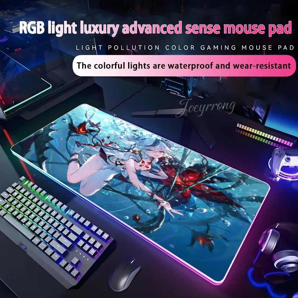 

Коврик для мыши Camellya Wuthering Waves для FPS ESports RGB расширенная игровая клавиатура светодиодные коврики большой 1000x500 мм XXL геймер