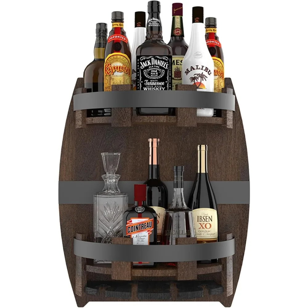 

Vintage Barrel-Style Wall-Mounted Wine Rack - Perfect Gift for Wine Enthusiasts and a Stylish Storage Solution for Beverage Cabi