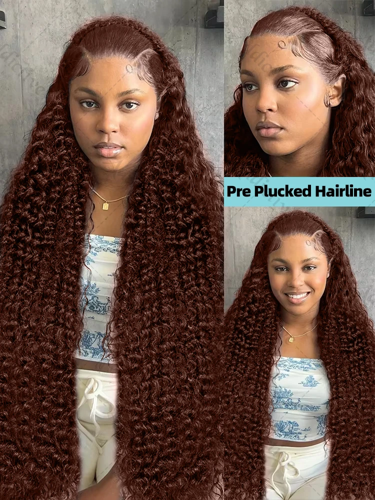 250% Chocolate Brown Deep Wave 13x6 Lace Front Wig Human Hair For Women 30 Inch Water Curly Brazilian 13x4 HD Lace Frontal Wigs