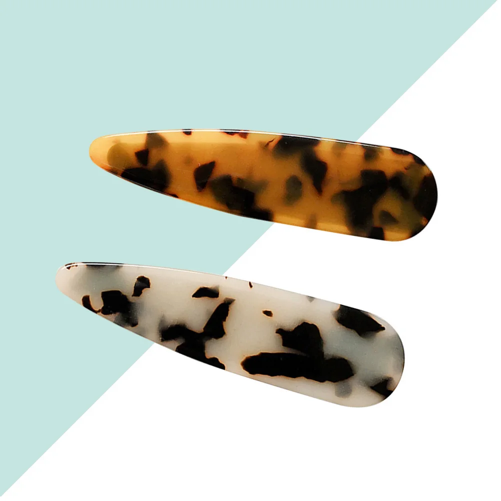 قطعتان من مشابك الشعر الرخامية البسيطة، مشابك منقار البط، إكسسوارات شعر التمساح للسيدات والنساء (القهوة والبيج)