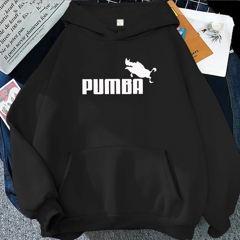 Joke The Pumba Bedruckte Herren- und Damen-Kapuzenpullover, Winter, lange Ärmel, Buchstabe, übergroß, lustig, locker, lässig, Hip-Hop-Paar-Top