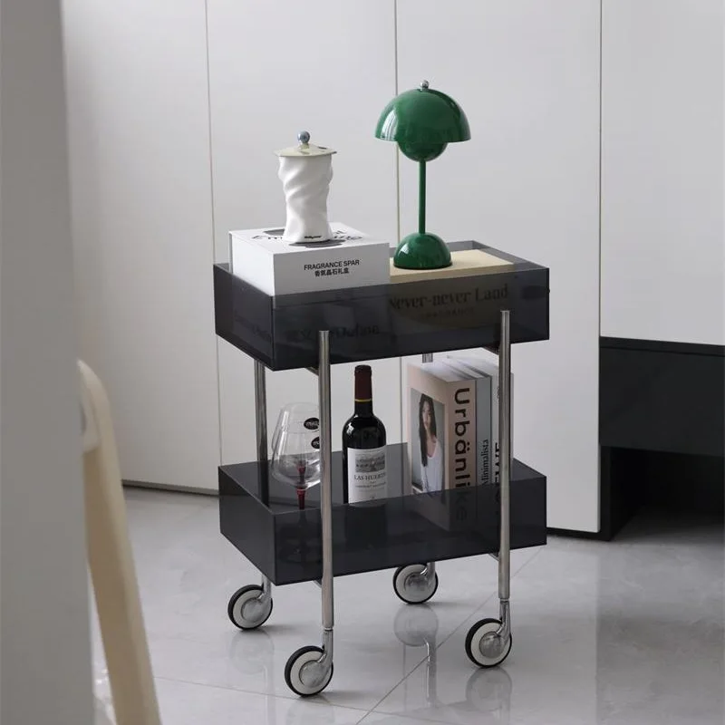 

Acrylic trolley Multifunctional kitchen snacks Multi-layer rack cabinet Living room sofa corner