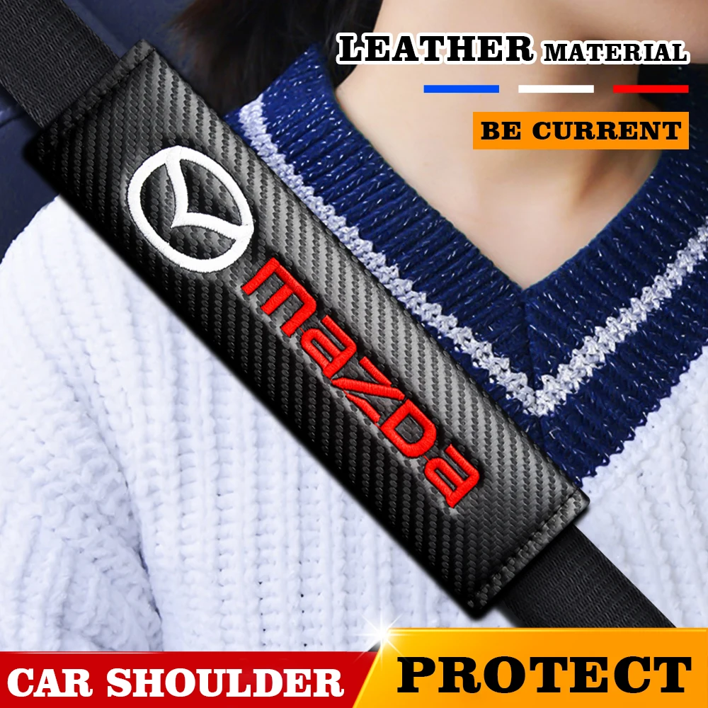 2pcs Cotton Flannel Protective Cover Shoulder Pads Car Styling Badge Accessories For Mazda 3 5 6 8 CX5 CX-7 CX-9 MX-5 ATENZA