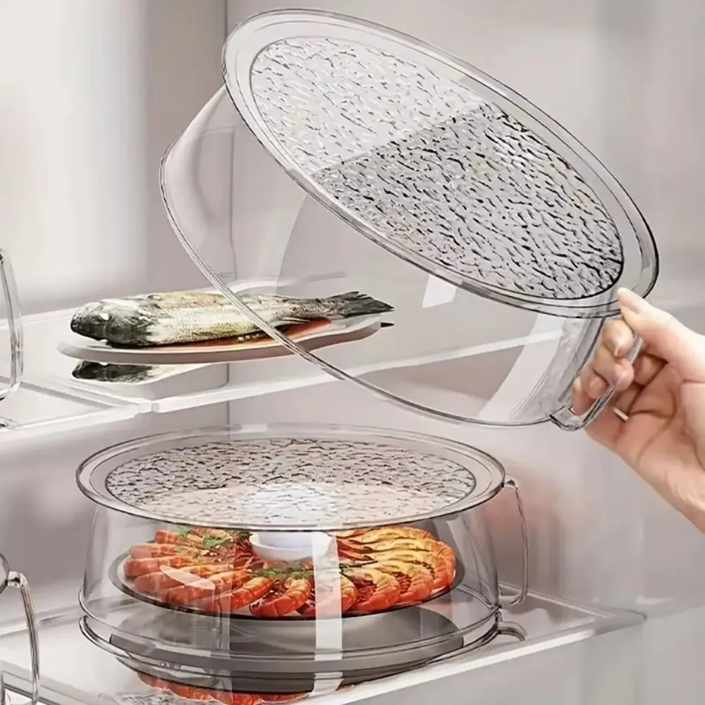 Stackable Food Insulation Cover High-temperature Resistant Splash Bowl Cover Transparent Dust Proof Vegetable Fruit Platter
