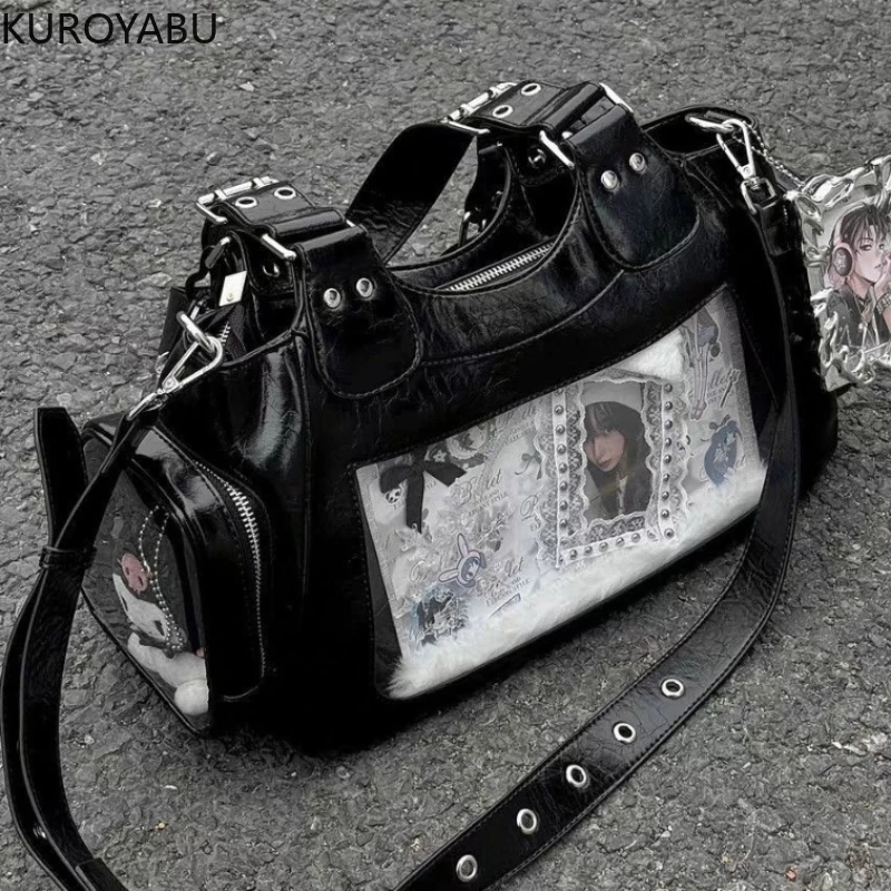 

Punk Y2k Crossbody Bags for Women Large Capacity Vintage Fashion Streetwear Gothic Shoulder Japanese Casual Streetwear Handbags