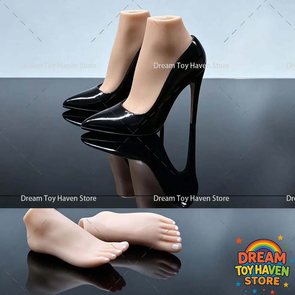 W TOYS 1/6 Maßstab Weiblicher Soldat Schwarze Stilettoschuhe mit Fußmodell Passend für 12-Zoll-Actionfiguren