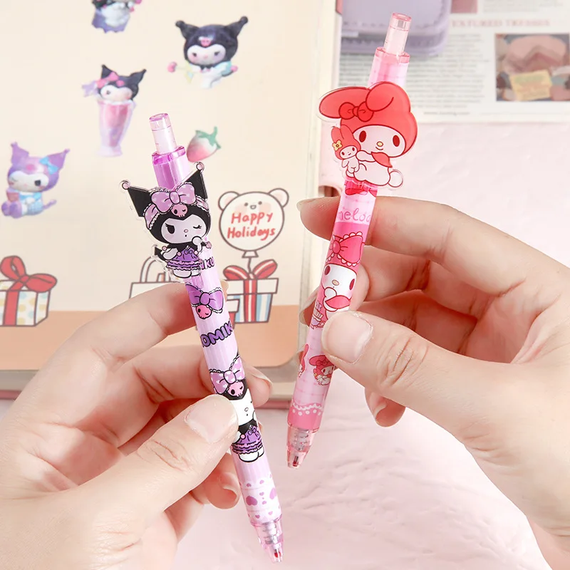 Imagem -05 - Sanrio Kawaii Gel Caneta 48 Peças Japonês Bonito Menina Coração Caneta dos Desenhos Animados Kuromi Melodia Escritório Caneta 0.5 Caneta Preta e Tinta Papelaria Presente